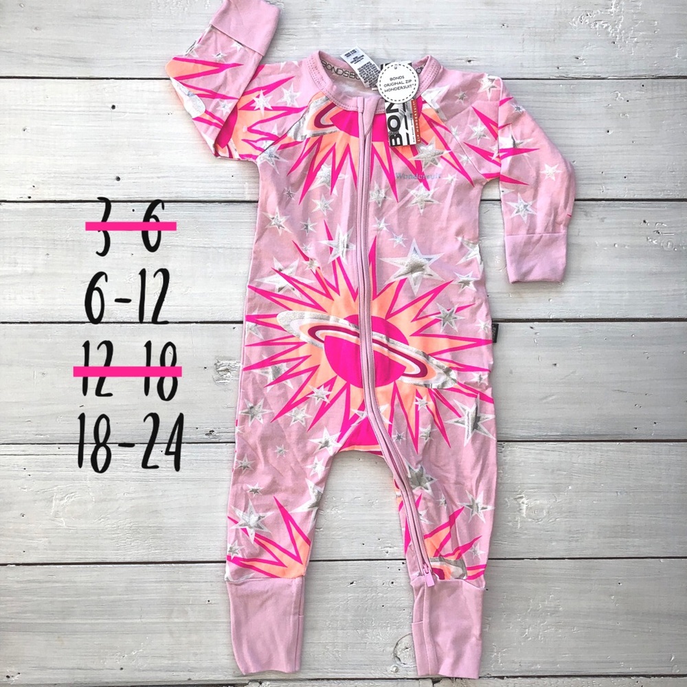 Bonds Baby Wondersuit Zip Romper Pink Galaxy zippy